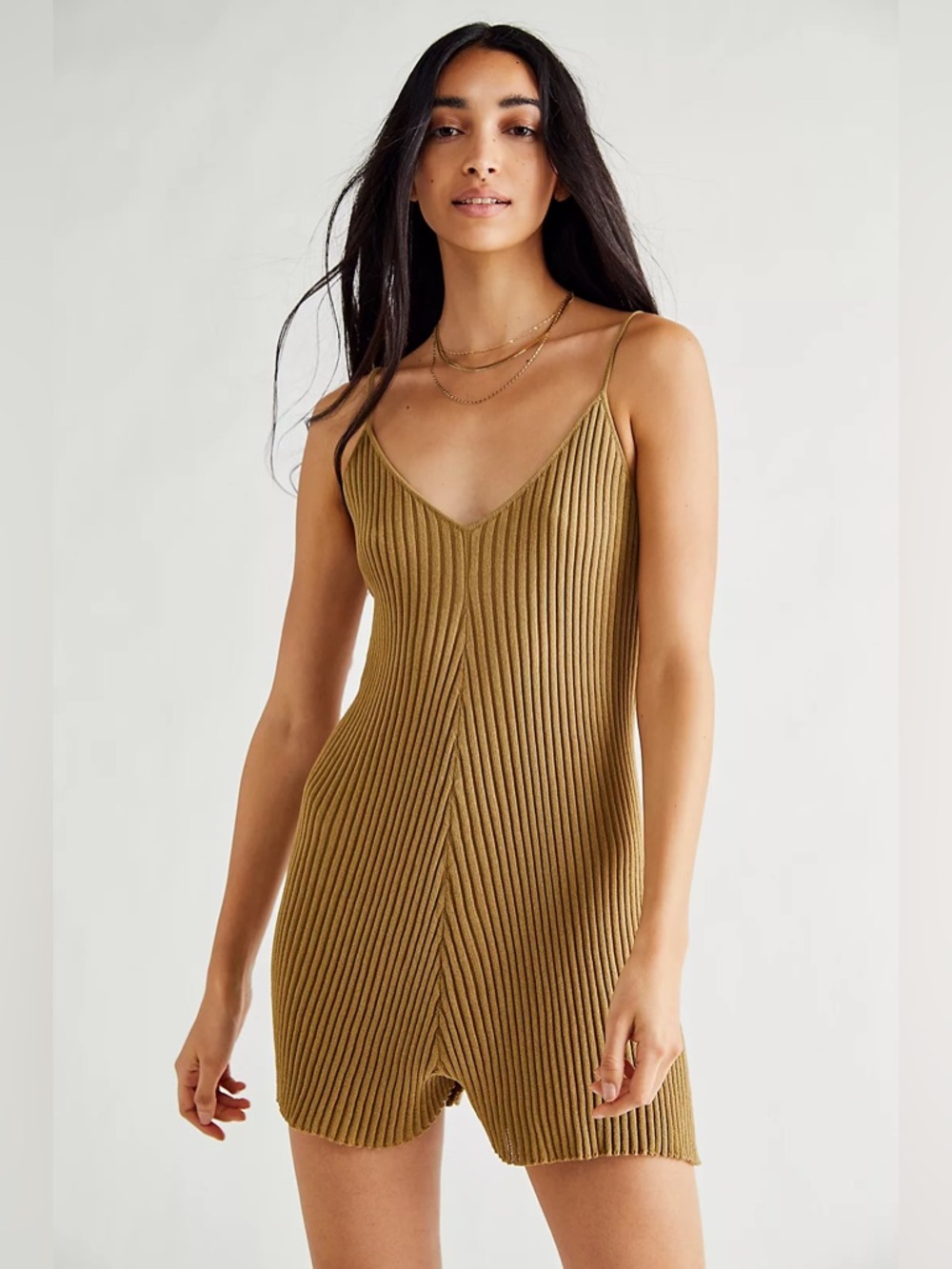 FP Beach Tropical Nut Nola Sweater V Neck Romper‎ Size Medium